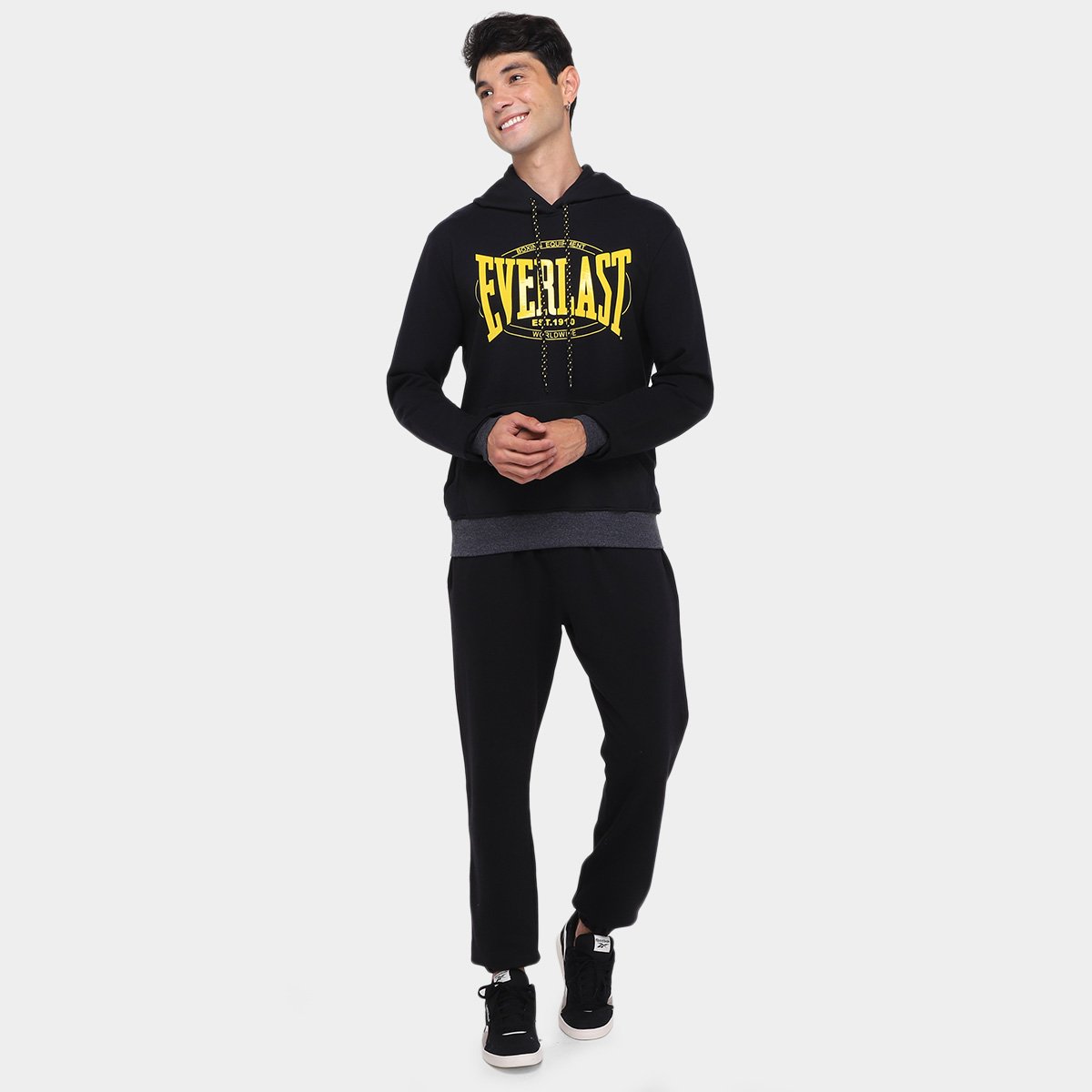 Miniatura Moletom Everlast Estampado C/ Capuz Masculino Preto - P