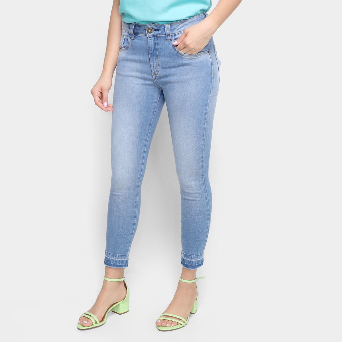 Miniatura Calça Jeans Skinny Oh, Boy Estonada Feminina Azul - 36