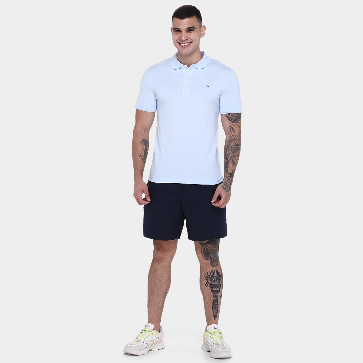 Miniatura Camisa Polo Lacoste Slim Fit Masculina Azul - G