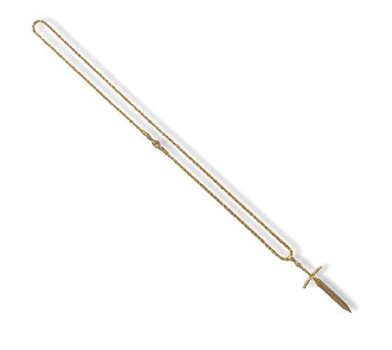 Miniatura Corrente Com Pingente Espada Ogum 5,50 Cm Dourado
