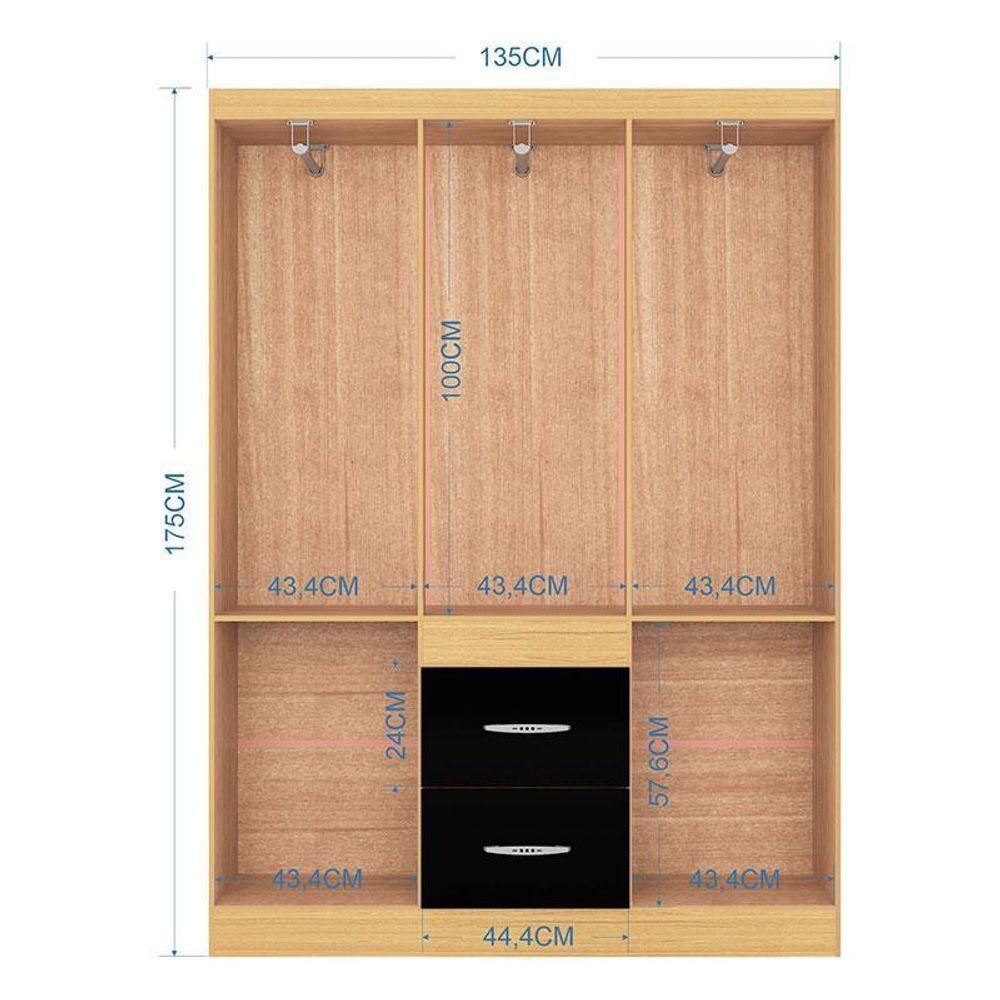 Miniatura Guarda Roupa Casal Milão 6 Portas Damasco Preto – Poquema