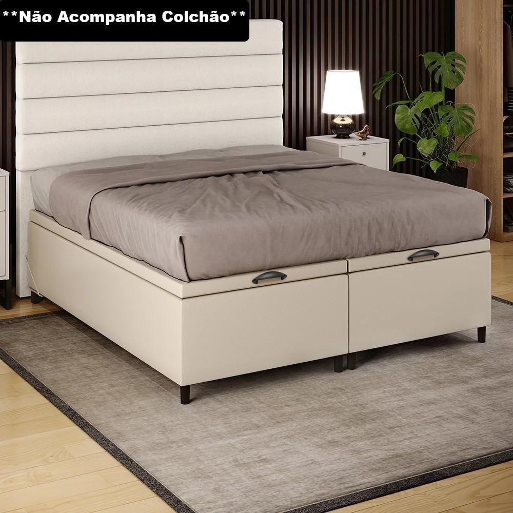 Miniatura Base Cama Box Baú Casal Queen 158cm Hit Z04 Sintético Bege- Mpozenato