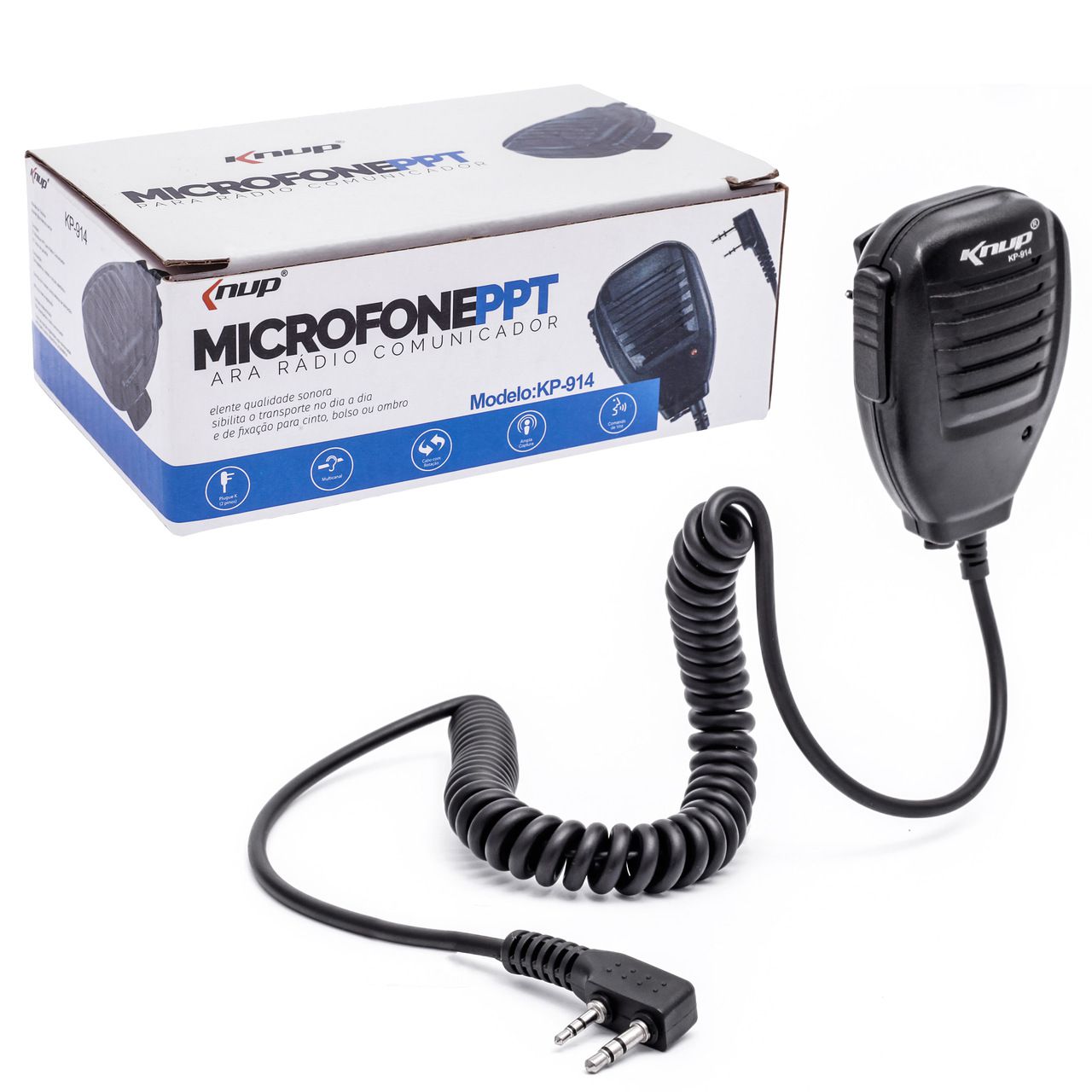 Miniatura Microfone Para Rádio Comunicador Ht Baofeng Kenwood 2 Pinos