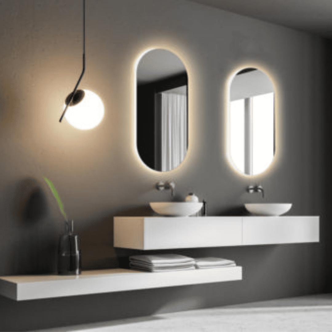 Miniatura Espelho Corpo Inteiro Oval 76X43Cm Iluminação Led Quente