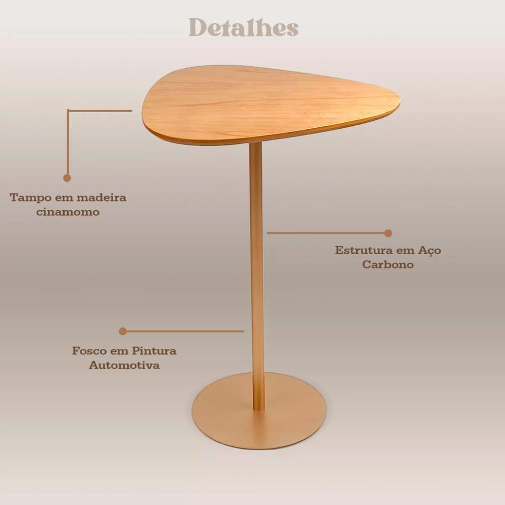 Miniatura Mesa Lateral Orgânica Up Tampo Cinamono E Metal Dourado 44 Cm