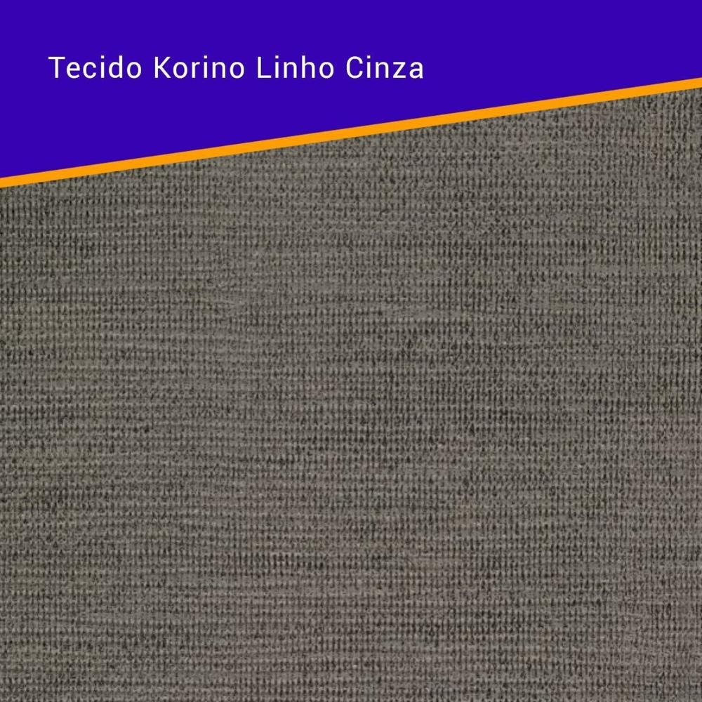 Base Box Baú Casal Bipartido 138x188x42cm Courino com Pistão a Gás Cinza