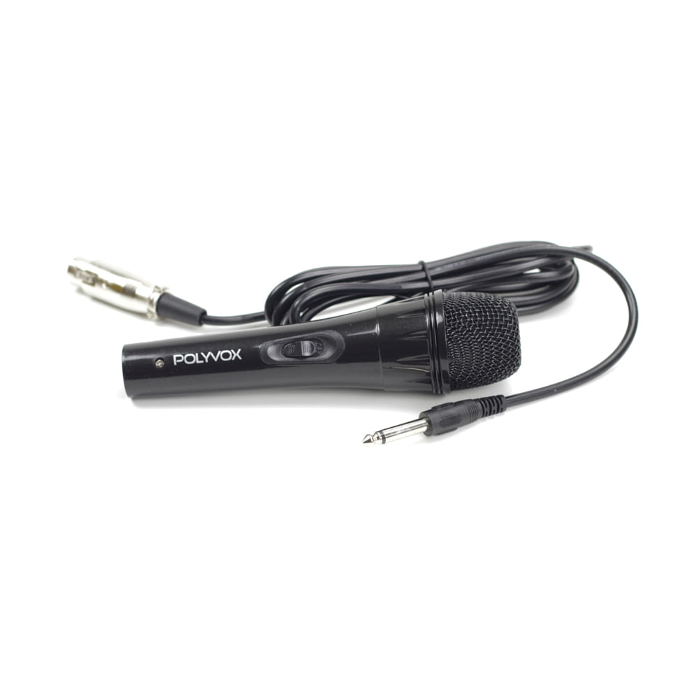 Miniatura 4 Microfones Dinâmicos Profissionais Preto com Fio Polyvox