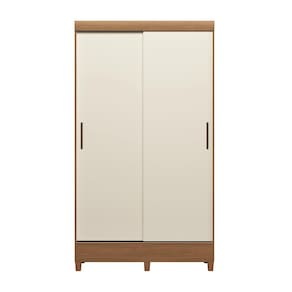 Miniatura Guarda-roupa Santos Andirá Fit 2 Portas, 2 Gavetas com Cabideiro e Maleiro Solteiro – 106,6 cm de largura Jequitibá/Off White