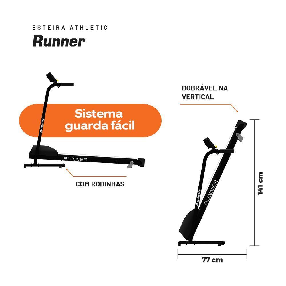 Miniatura Esteira Ergométrica Residencial Athletic Runner (13 Km/h) 13 Funções e Dobrável - Bivolt
