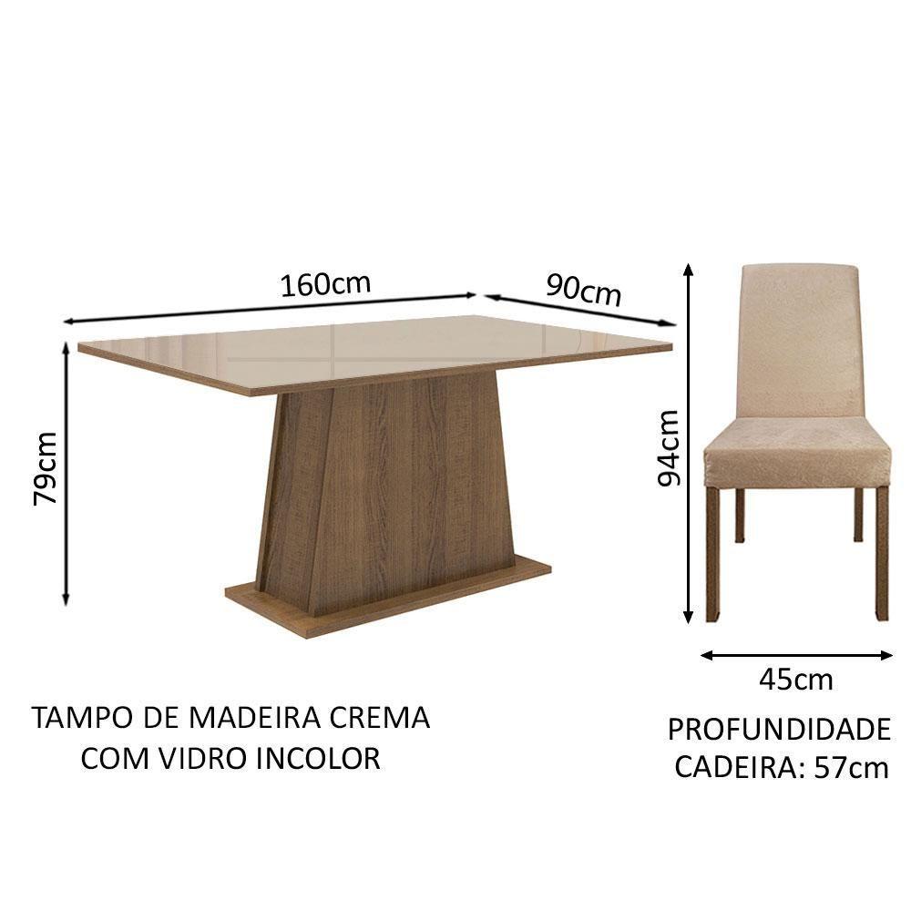 Miniatura Mesa Tampo De Vidro Com 4 Cadeiras Rustic/crema/imperial