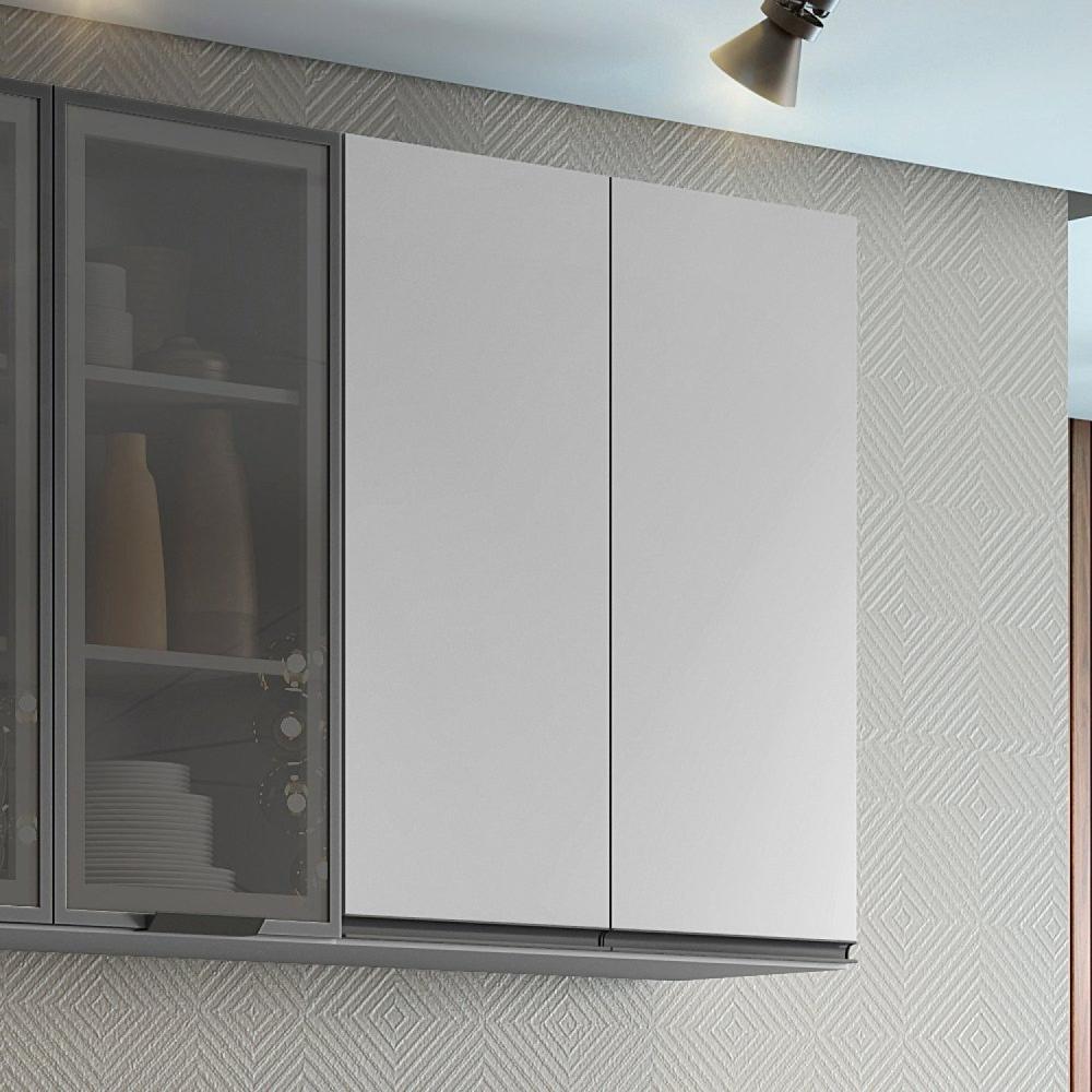 Miniatura Armário Aéreo para Cozinha 80cm 2 Portas Ketlin Henn Cinza