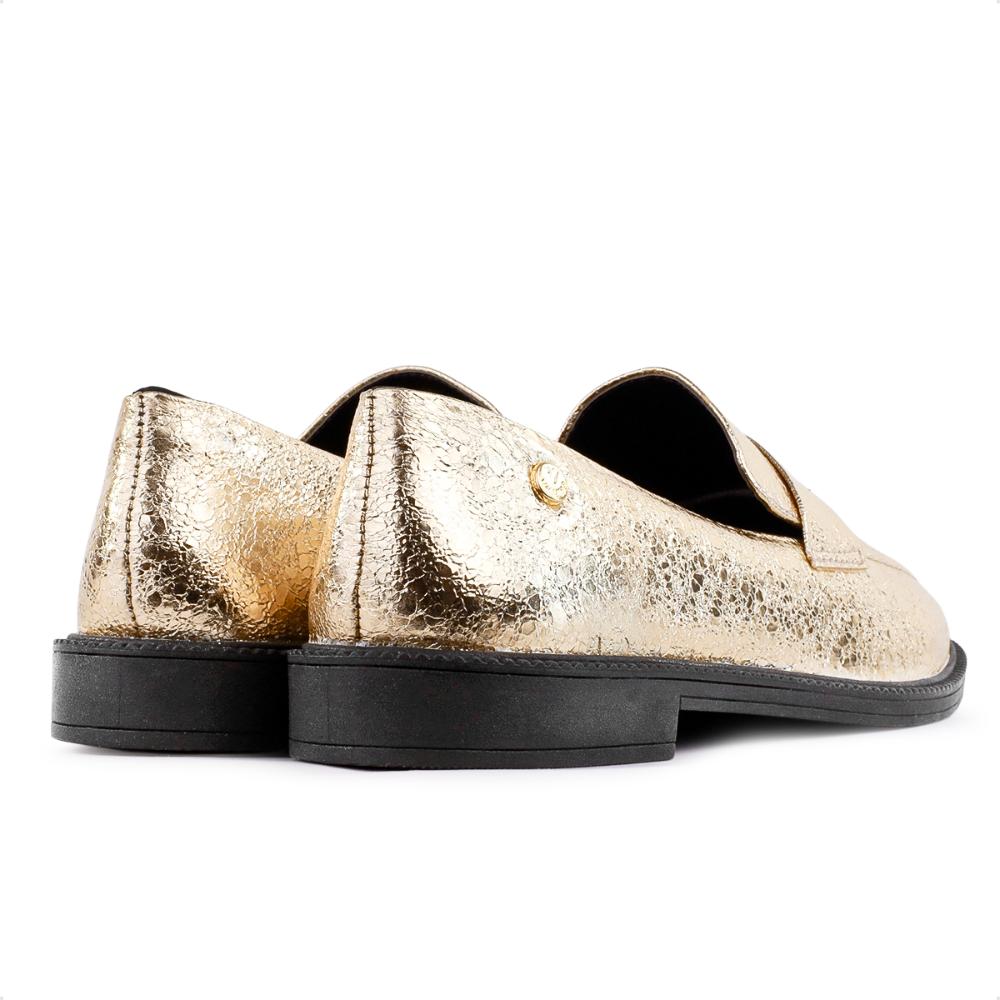 Miniatura Mocassim Via Uno Craquelado Feminino Dourado / Preto - 34