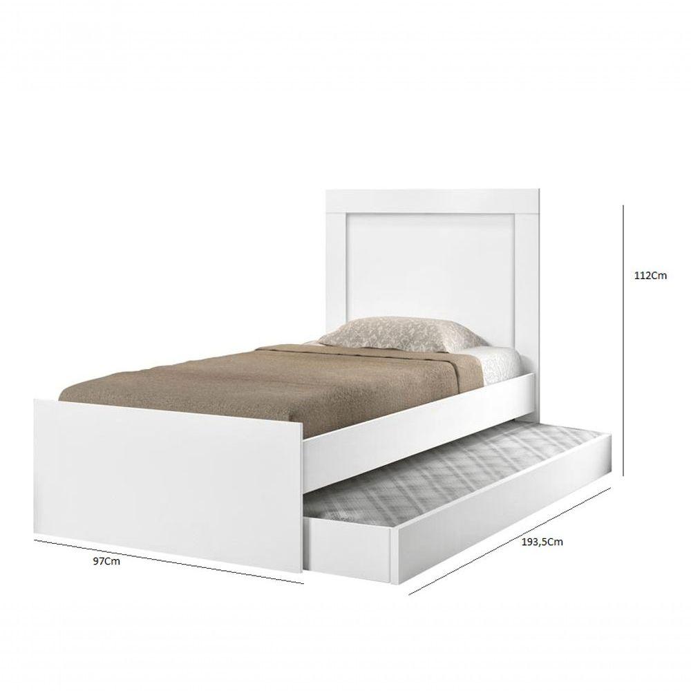 Miniatura Cama Luara Solteiro 0,88cm Com Auxiliar Branca E 2 Colchões