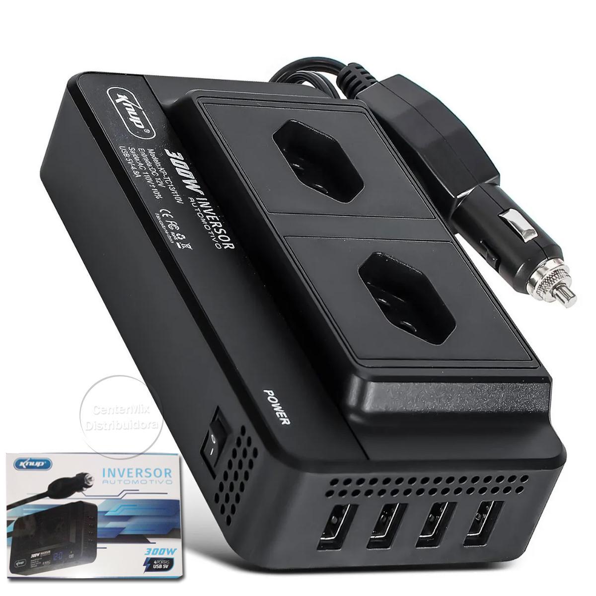 Miniatura Inversor 12V Para 110V 300W Conversor Tensão E Usb 4 Portas
