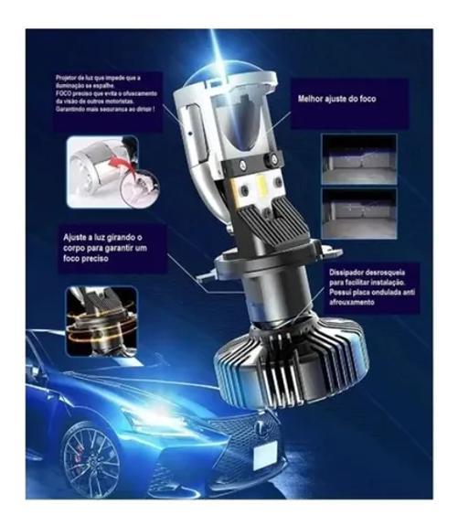 Lâmpada De Led H4 Mini Projetor Canhão Eliptico Shocklight
