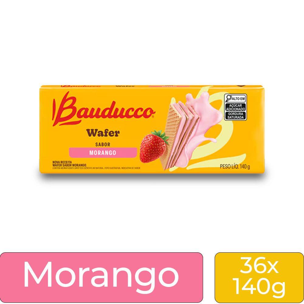 Miniatura Biscoito Wafer Bauducco Morango Kit 36 Pacotes De 140G