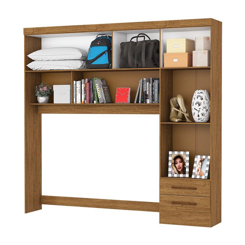 Guarda Roupa Modulado Com Cama Paris 5 Portas 2 Gavetas Freijó Com Off White