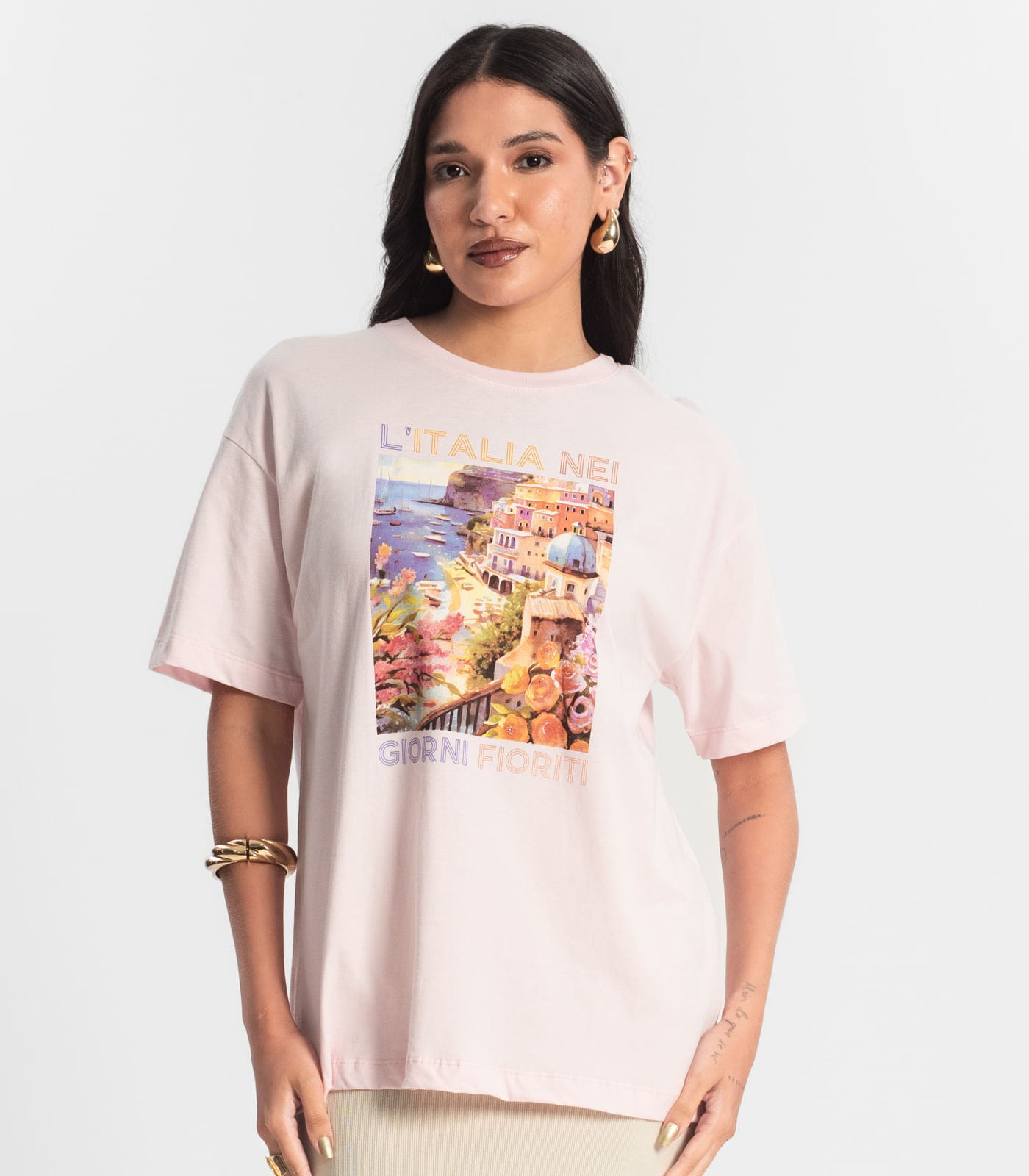 Miniatura Camiseta Feminina T-Shirt Meia Malha Rosa G