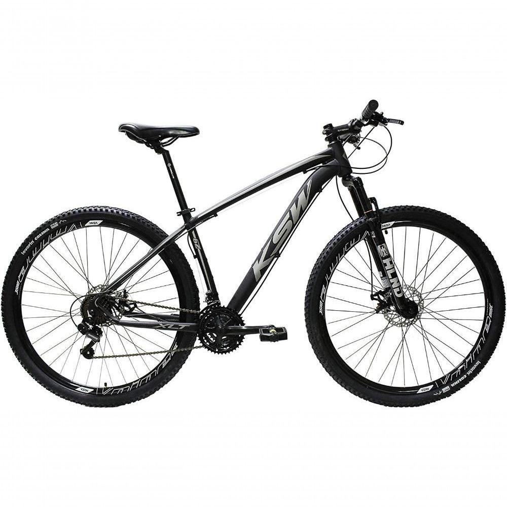 Miniatura Bicicleta Alumínio Aro 29 Ksw Dianteiro Shimano Tz 24 Marcha - Preto-prata - 17"