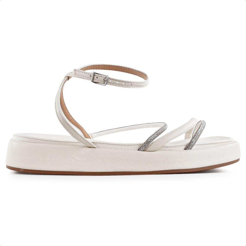Miniatura Sandália Vizzano Papete Plataforma Flats Feminina Off White / Bege - 34
