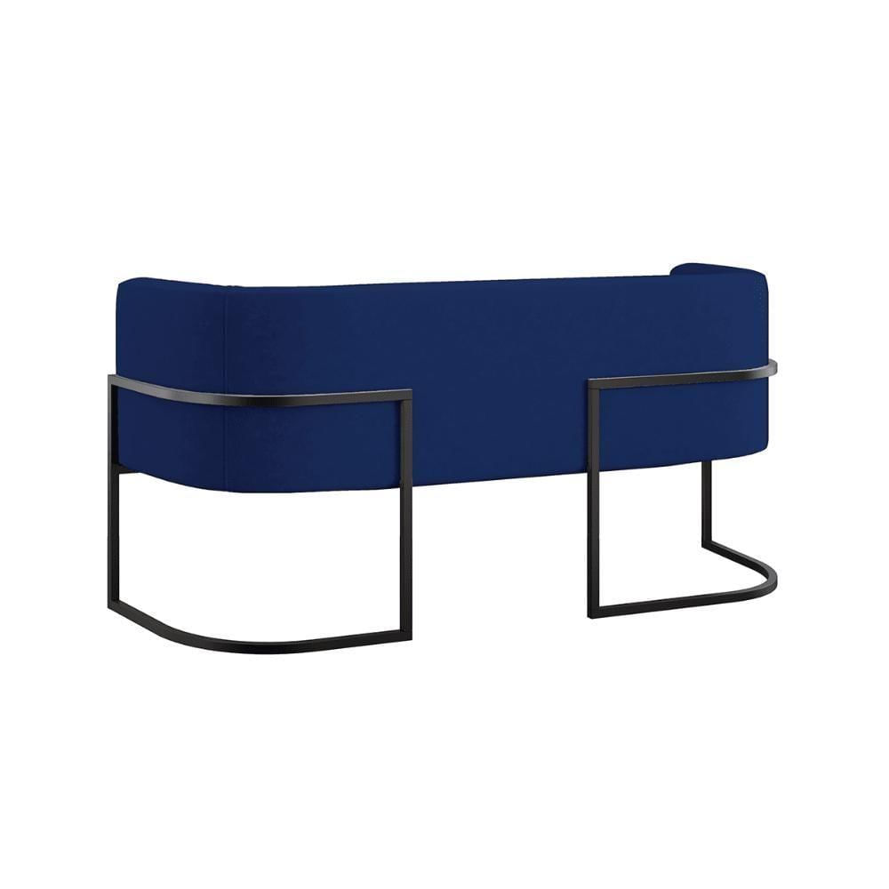 Miniatura Sofá Namoradeira 2 Lugares Moderna Base Metal Black Balaqui Azul Marinho