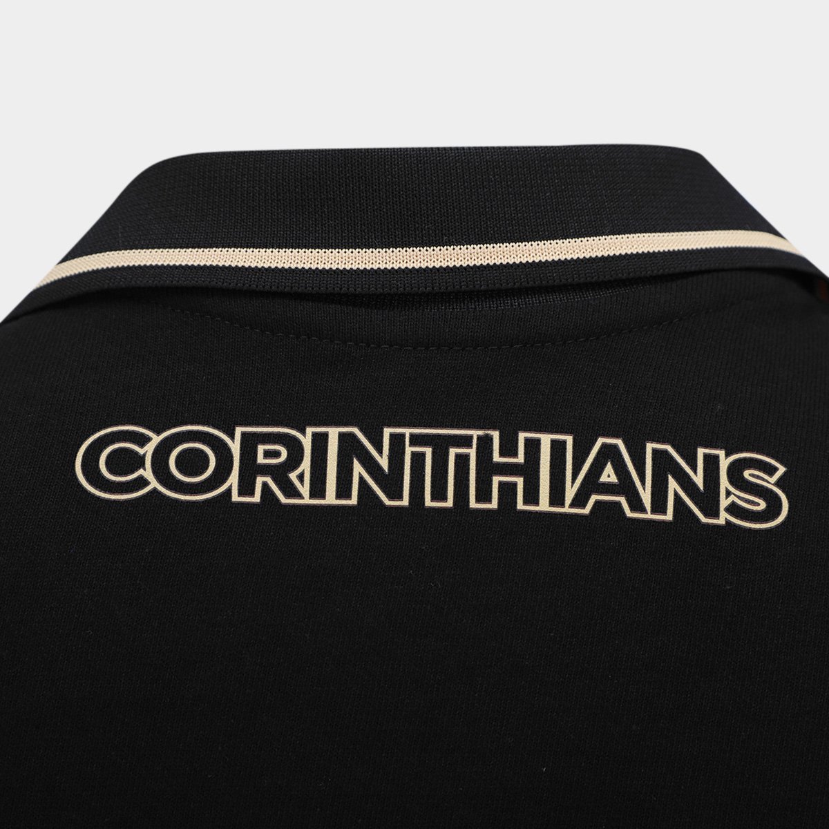 Camisa Polo Corinthians com Punho Feminina Preto - G