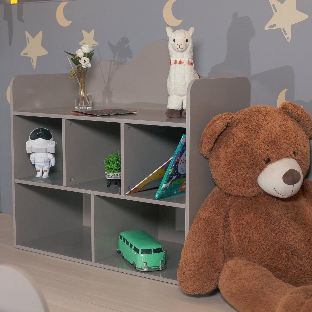 Miniatura Estante Infantil Montessoriana 100% Mdf com 5 Nichos e Detalhe Orgânico em Formato de Nuvem  Fendi