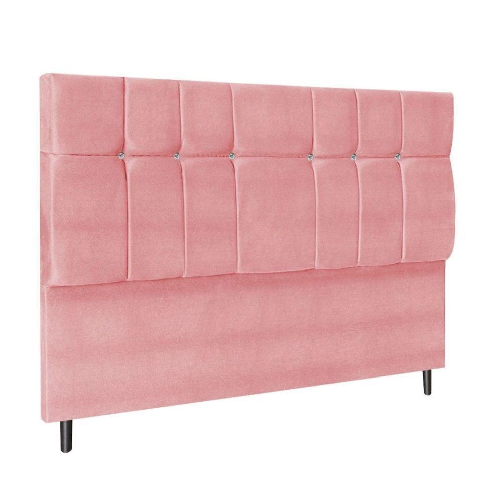 Miniatura Cabeceira Estofada Cama Box King 195 Cm Maya Suede Rosa