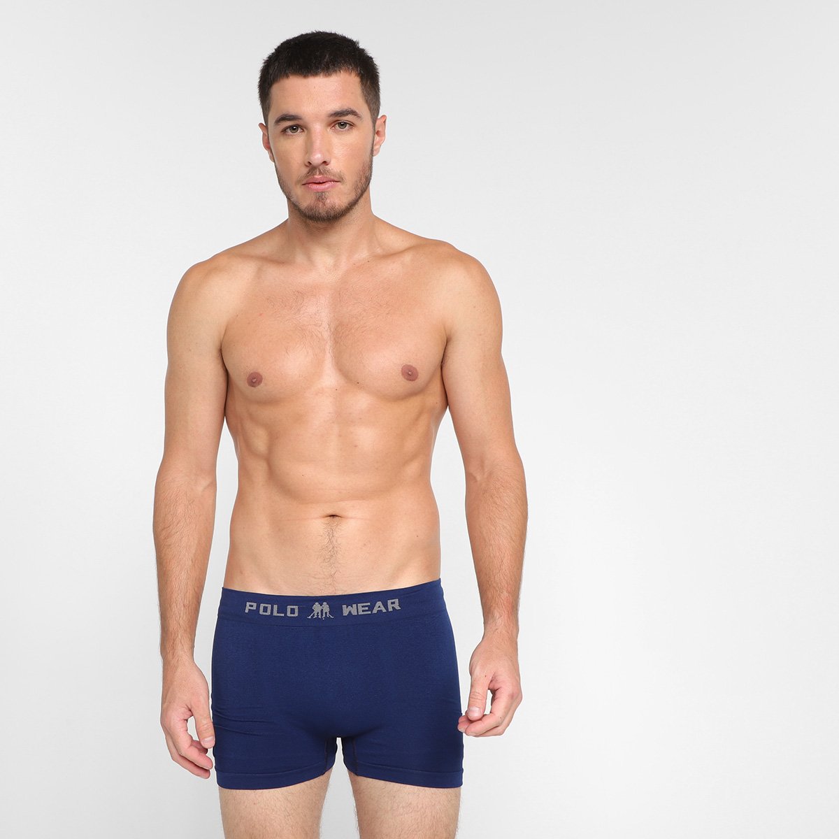 Miniatura Kit Cueca Boxer Polo Wear Poliamida 12 Peças Marinho+Preto - G