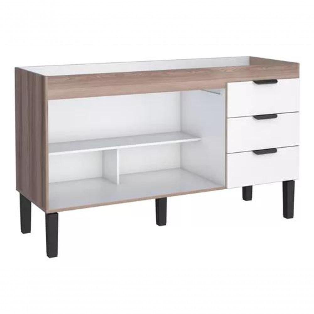 Miniatura Gabinete Armário Cozinha 1.50 M Flamingo 2 Portas 3 Gavetas branco-tamarindo