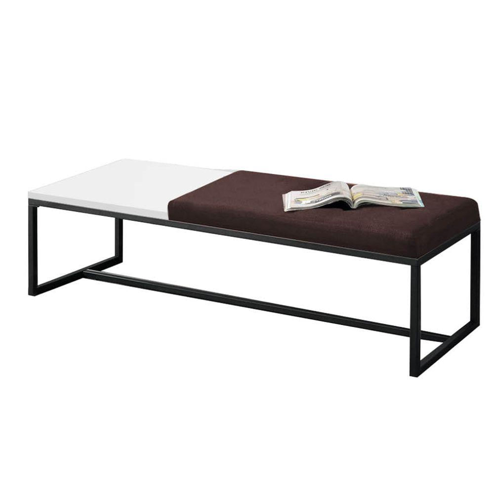 Miniatura Calçadeira Recamier Londres 195cm Preto Sintético Marrom Mdf Branco - Ahazzo Móveis