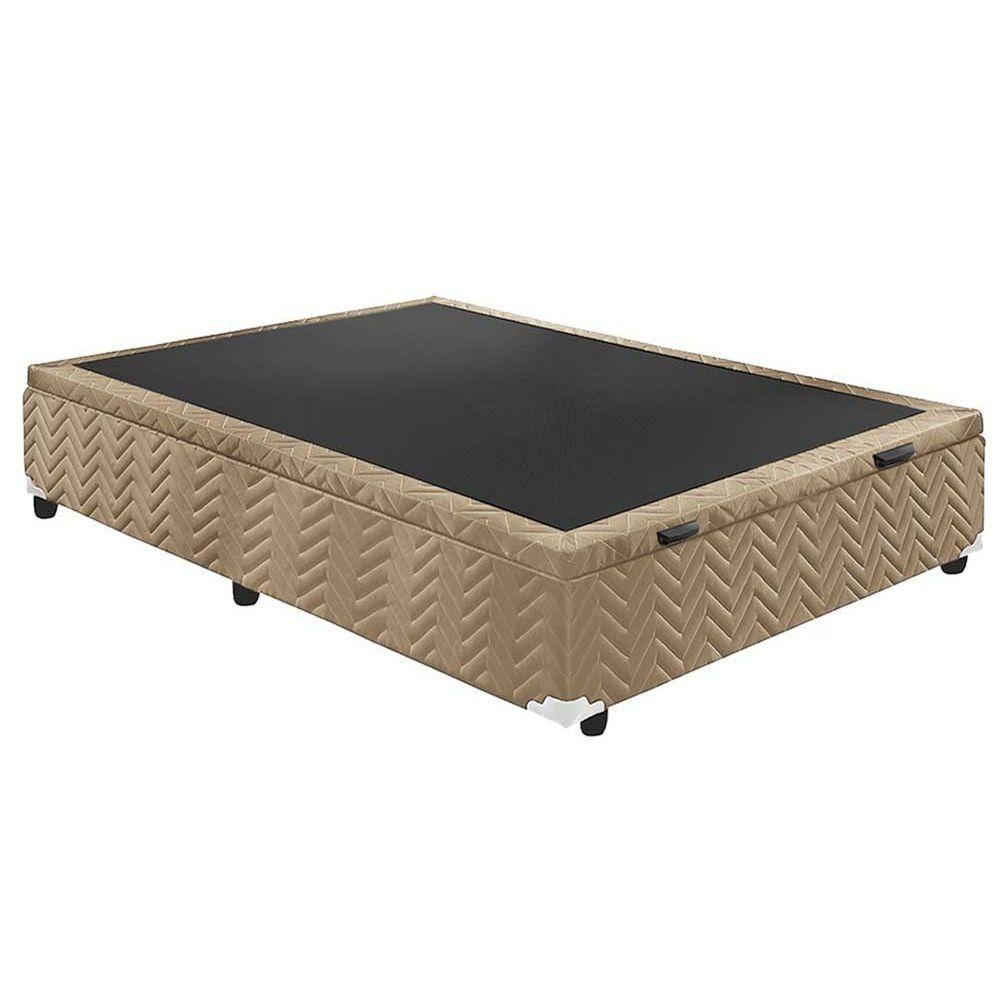 Miniatura Cama Box Baú Queen: Colchão Espuma D33 Paropas / Ep Confort Ultra Firme + Base Clean(158X198)