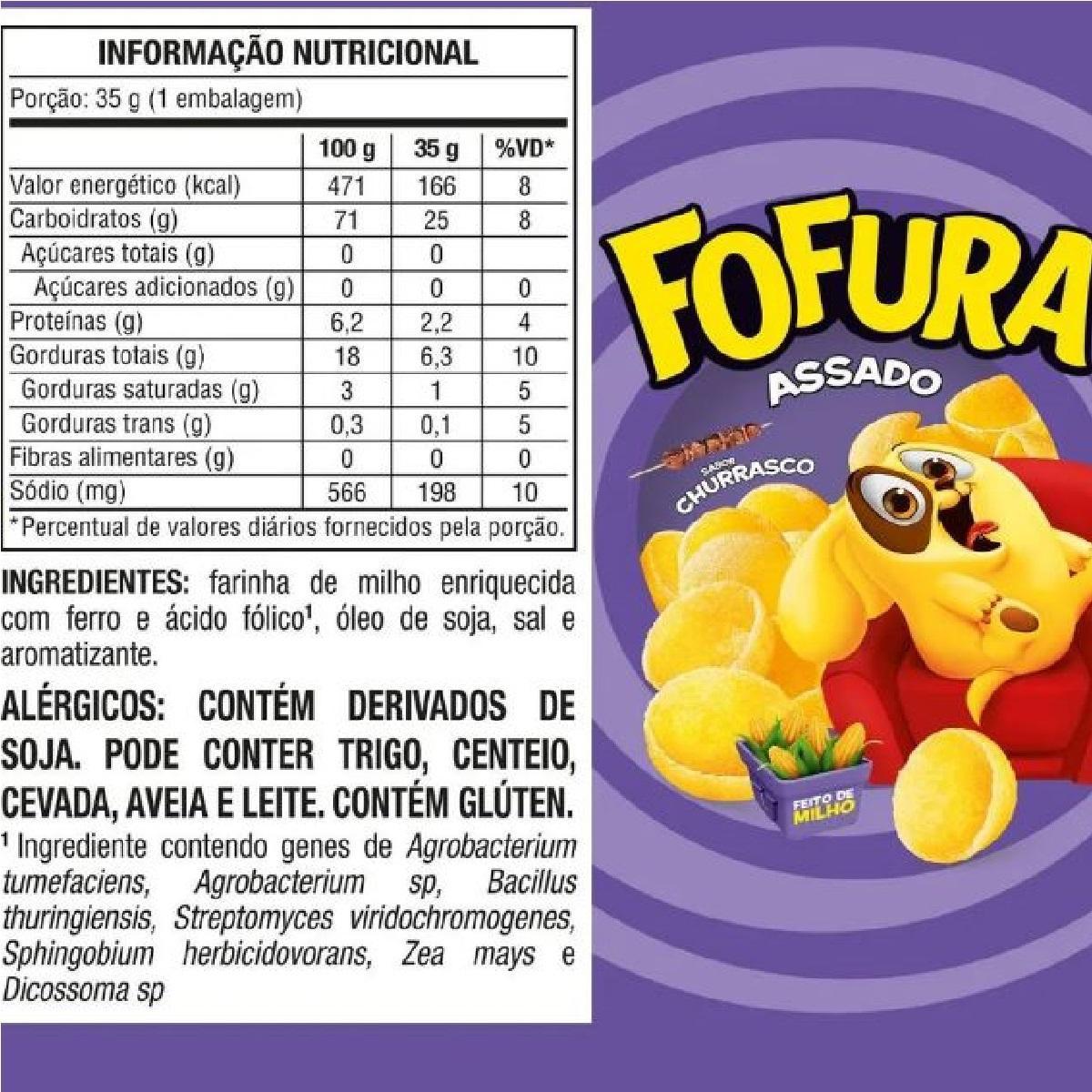 Kit 40 Salgadinhos Fofura Sabor Churrasco 35Gr Crocante