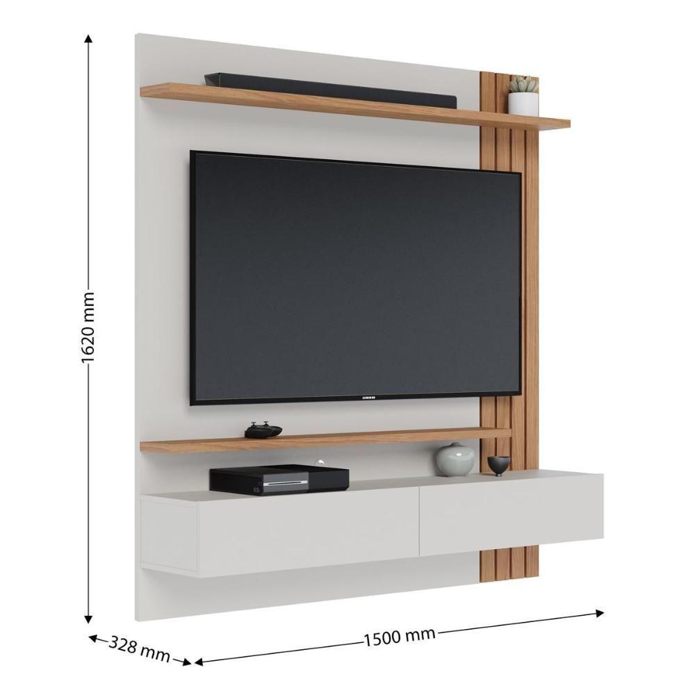 Miniatura Painel Home Suspenso 2 Portas Tv's 65" Juriti - Freijó Off White Matte