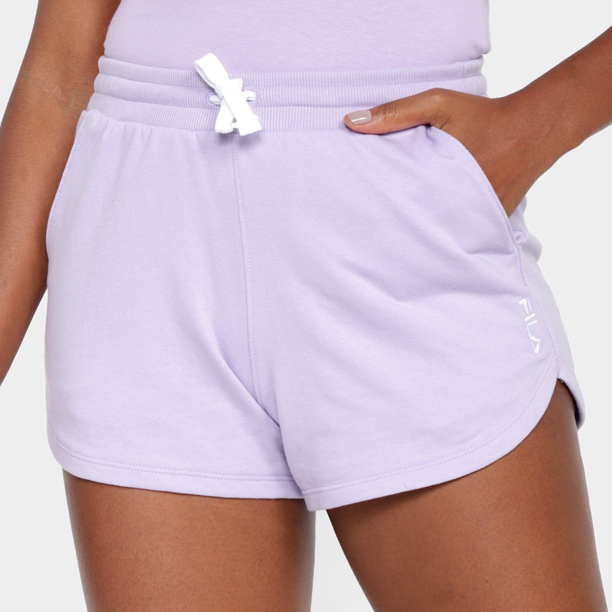 Miniatura Bermuda Fila Basic Feminina Lilás+Branco - GG