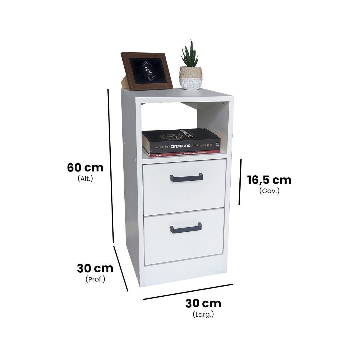 Miniatura Mesa Cabeceira Branca 30Cm Gaveta Pux. Arquivo -Sem Rodinhas