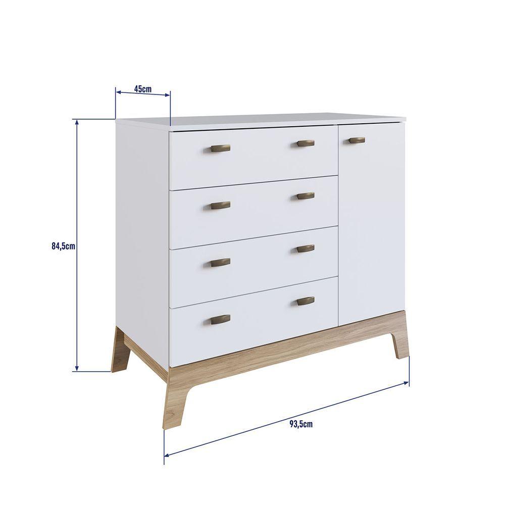 Miniatura Cômoda Branca 04 Gavetas 01 Porta Unissex Criança/BebêBranco