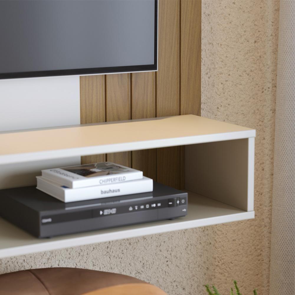 Painel Para Tv 60 Pol Bancada Suspensa 160cm Mayer C04 Off White Matte Freijó - Lyam Decor