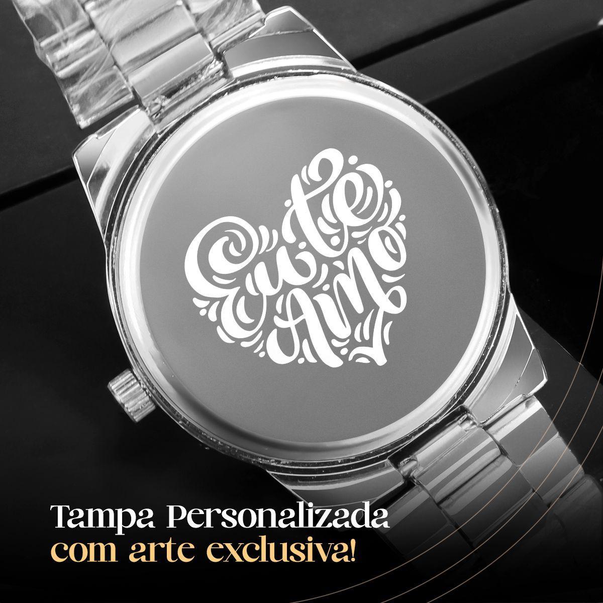 Miniatura Relogio Feminino Prata Aço Inox + Caixa + Pulseira + Colar