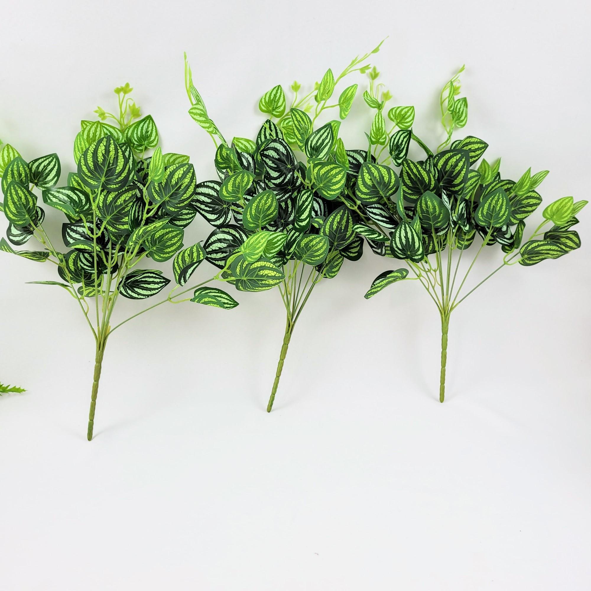 Miniatura Kit 3 Peperômia Melancia 48Cm Planta Artificial Permanente