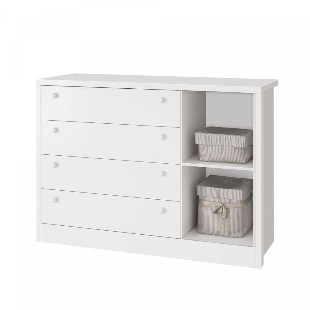 Miniatura Cômoda Sapateira Joãozinho 1 Porta 4 Gavetas Móveis Reller Branco Fosco