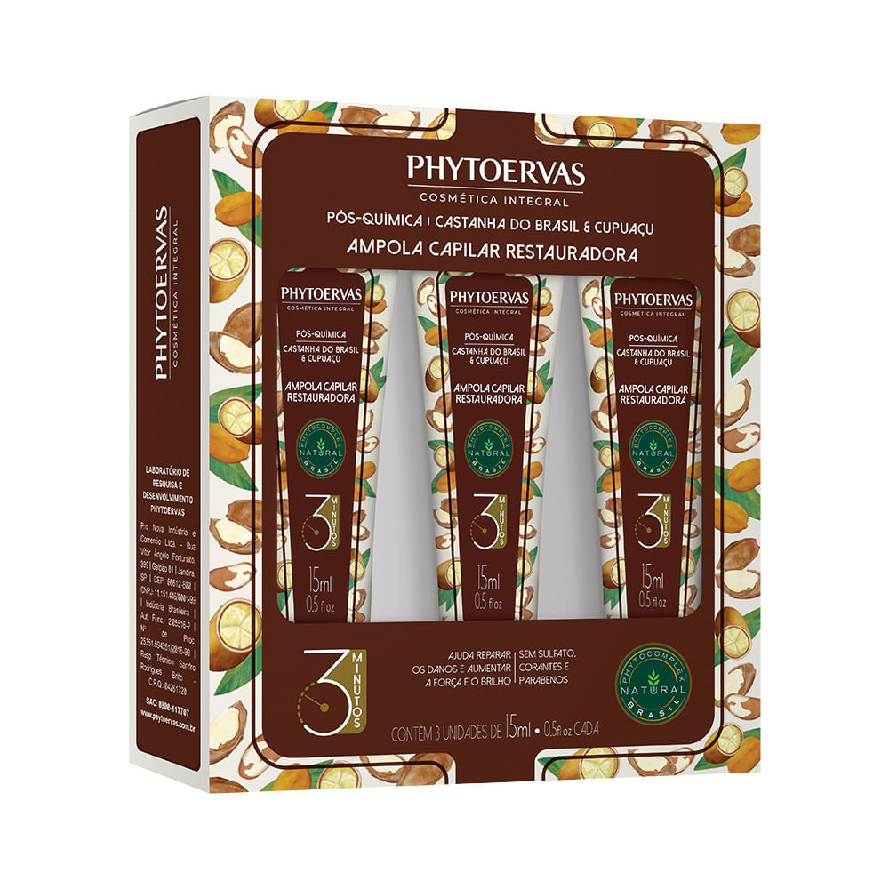 Miniatura Phytoervas Pós Química Castanha do Brasil e Cupuaçu Kit – 3 Ampolas Capilares Kit