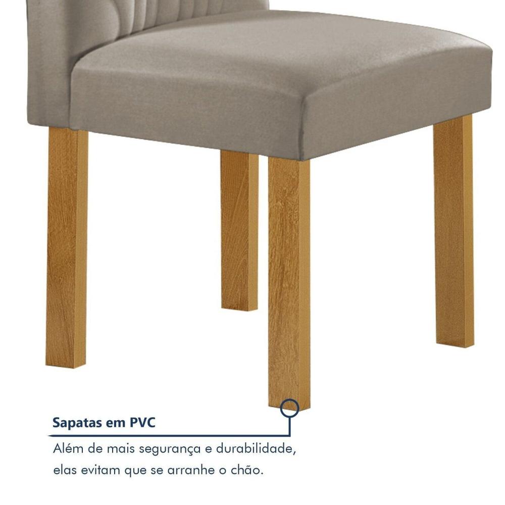 Conjunto Mesa Melina 170cm X 90cm com 6 Cadeiras Carolina Tampo Smart Plus com Vidro Cinamomo/Off White/Bege Claro