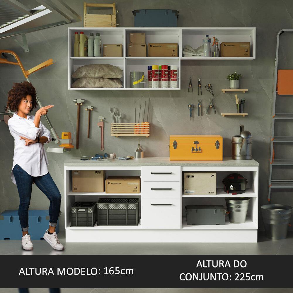 Miniatura Kit com 2 Balcões e 2 Armários Aéreos Multiuso 200cm Agata Madesa Branco
