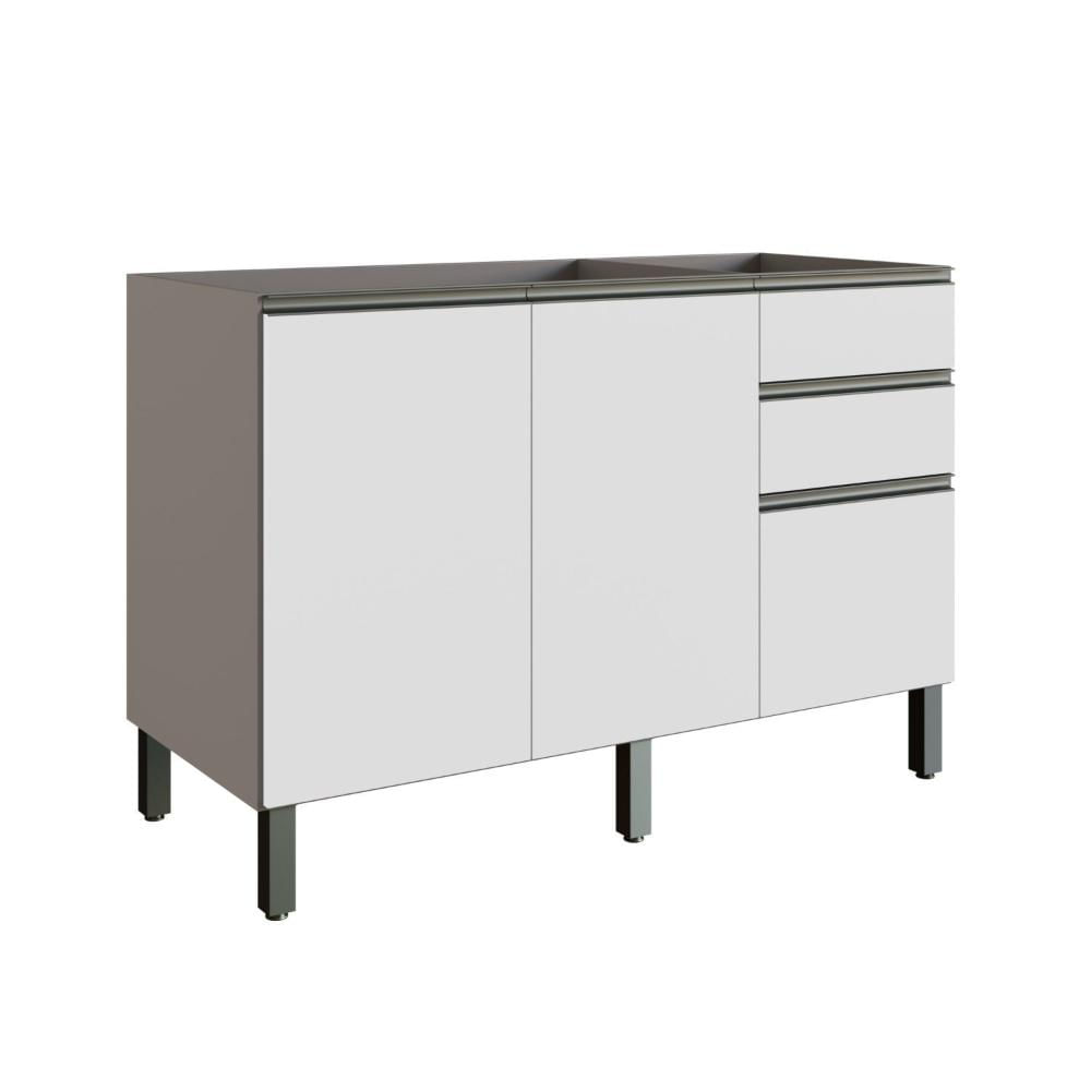 Miniatura Balcão 2 Portas 3 Gavetas Cozinha Diamante New Fumê/Branco