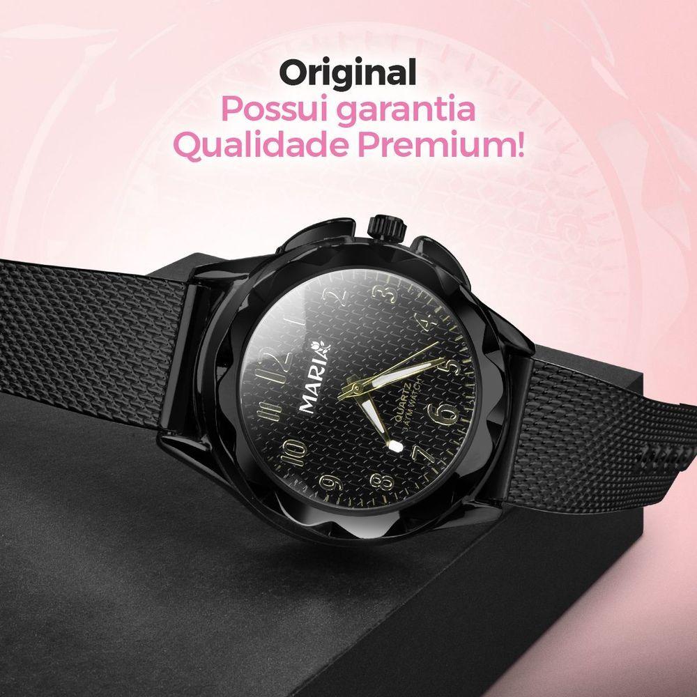 Miniatura Relogio Feminino Prova Dagua Aço Inox + Caixa + Brinco Colar