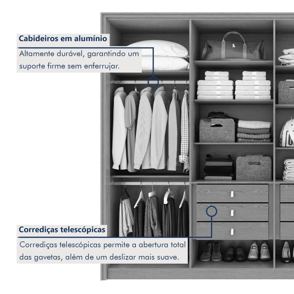 Miniatura Guarda-roupa 8 Portas 6 Gavetas 100% Mdf Ergon Amêndoa Clean/Off White
