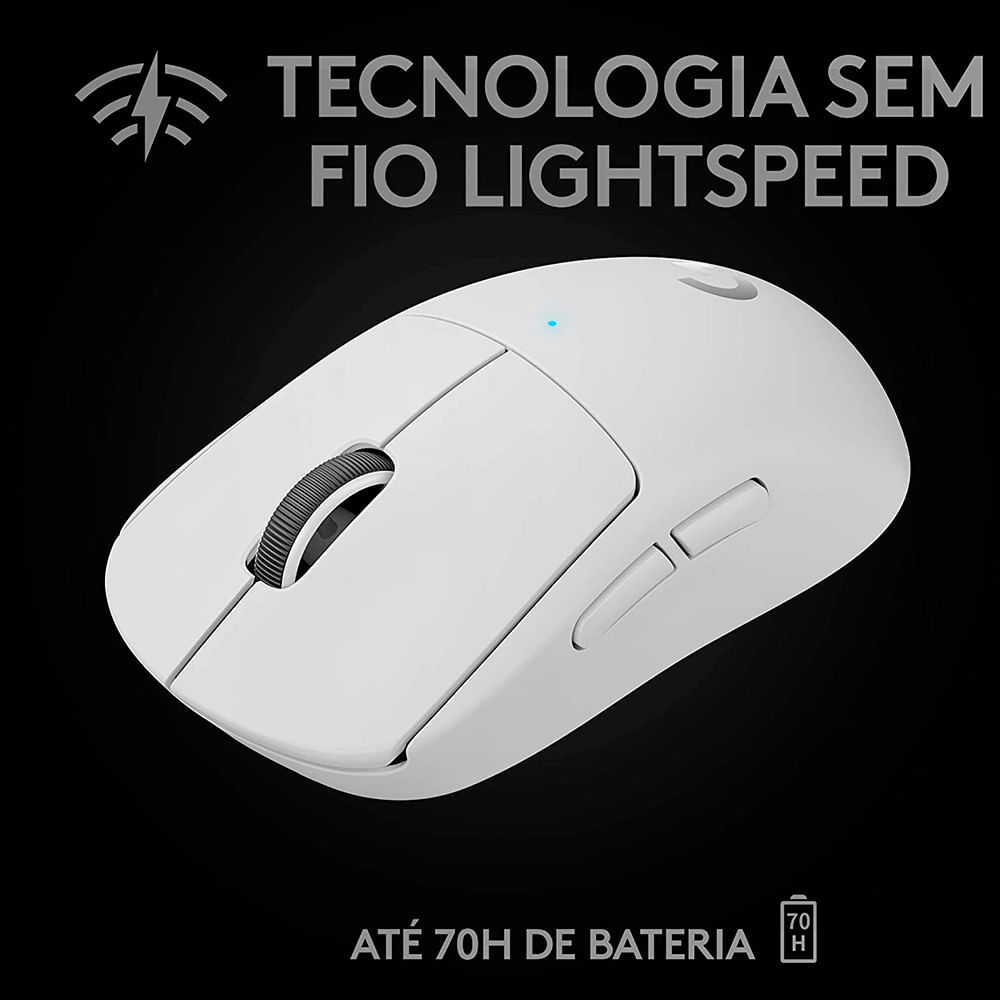 Mouse Gamer Sem Fio Logitech G Pro X Superlight USB Branco - 910-005941 Branco