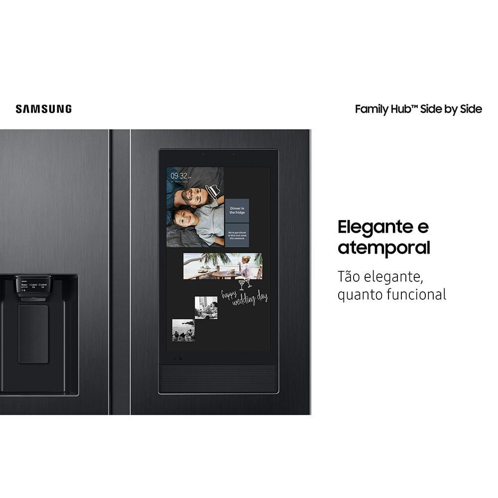 Miniatura Geladeira Samsung Side By Side Family Hub 585 Litros - RS58 Black Inox Look - 110V