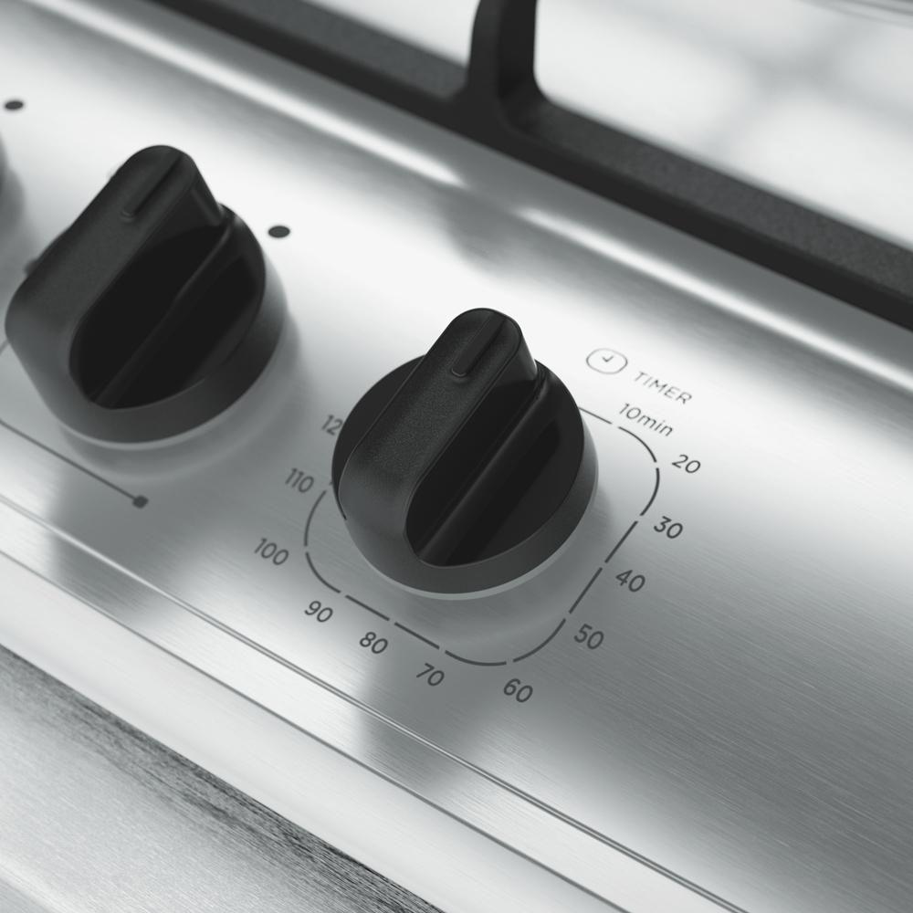 Fogão Mueller 5 Bocas Decorato Gourmet Preto Fosco Com Timer E Tripla Chama Preto Fosco Bivolt